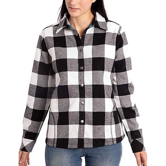 Orvis Jackets & Blazers - Orvis Black White Checker Thick Flannel Shirt Jacket Womens
